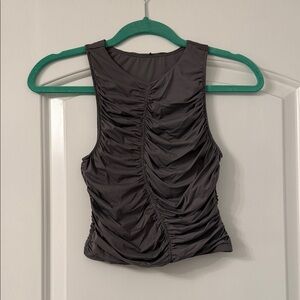 GARAGE Ruched Sleeveless Top - Dark Gray